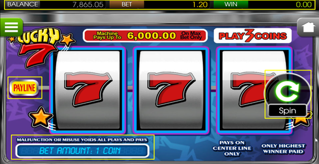 Image showing the 'Spin button' feature on the 8xbet casino slots board, enabling players to spin the reels for excitement and potential winnings