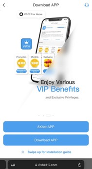 An image displaying the download process for the 8xbet app